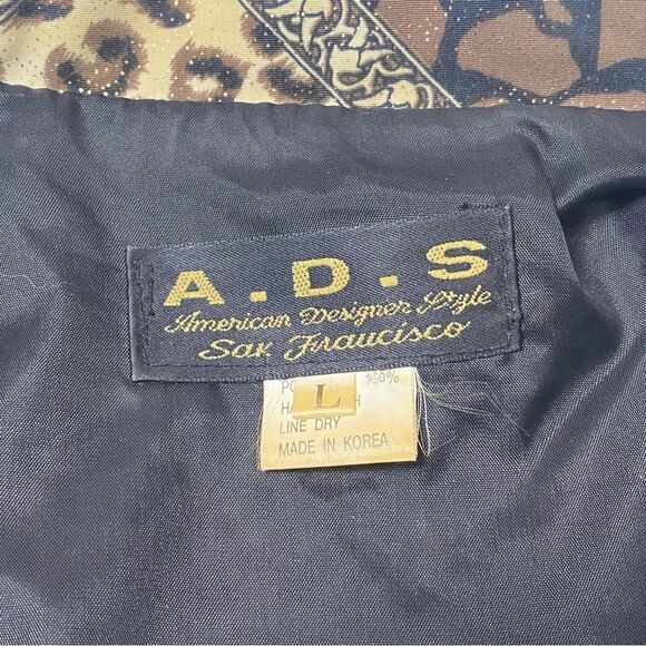 Vintage 80's A.D.S Gold Sparkling Animal Print Bomber Jacket Women's Size Large - Picture 15 of 15